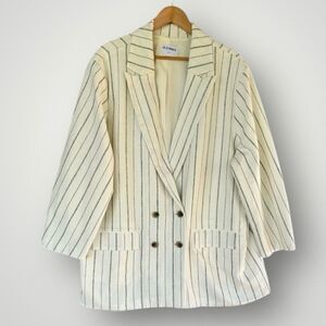 Old Navy Cream and Black Pinstripe Double-Breasted Blazer